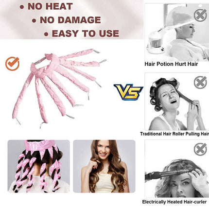 Pink Heatless Octopus Hair Curlers 2-Pack - 50cm Soft Fabric Curling Rods for Effortless, Damage-Free Curls