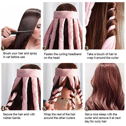 Pink Heatless Octopus Hair Curlers 2-Pack - 50cm Soft Fabric Curling Rods for Effortless, Damage-Free Curls