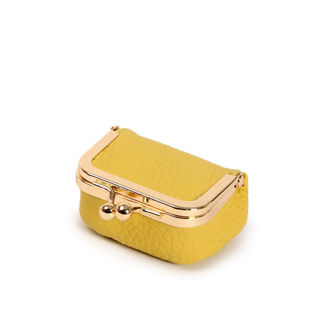 Yellow Mini Jewelry Pouch - Compact PU Leather Coin Purse