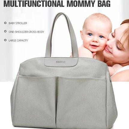 Size Large Dark Blue Stylish Multi-Function Diaper Bag - Insulated Tote with Shoulder Strap for Baby Essentials