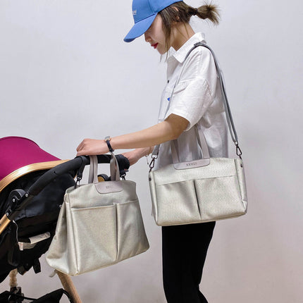 Size Large Khaki Stylish Multi-Function Diaper Bag - Insulated Tote with Shoulder Strap for Baby Essentials