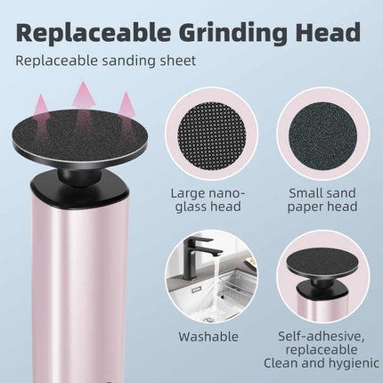 Black Rechargeable Electric Foot File with 9 Speed Settings - Callus Remover for Smooth Feet
