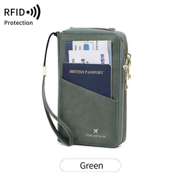 Green RFID Blocking Passport Wallet