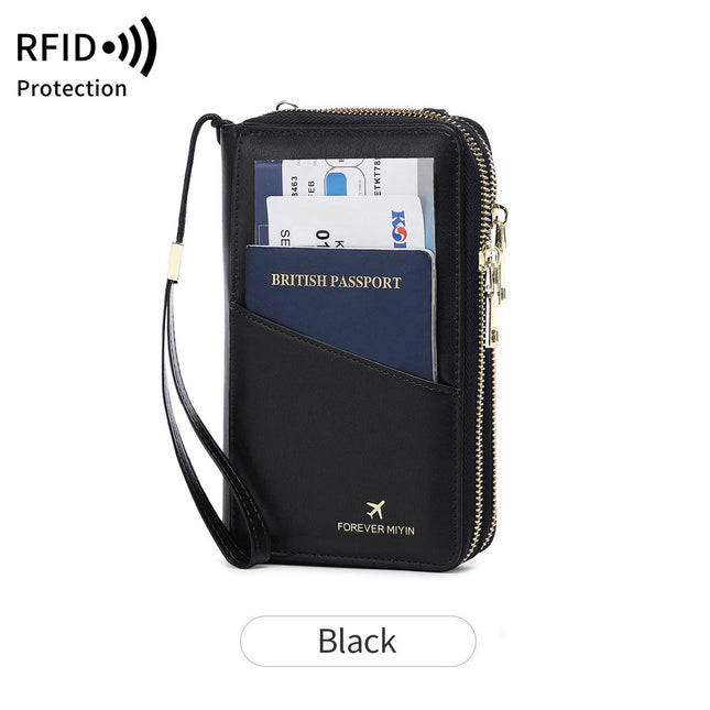 Black RFID Blocking Passport Wallet