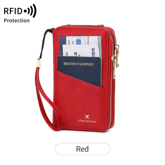 Red RFID Blocking Passport Wallet