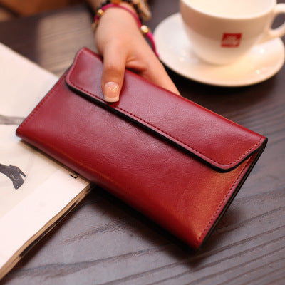 Claret Red Women's Genuine Leather Long Wallet (Card Holder)