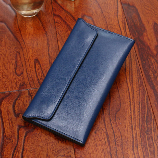 Blue Women's Genuine Leather Long Wallet (Card Holder)