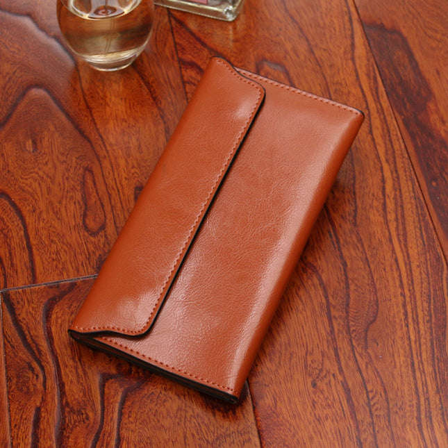 Brown Women's Genuine Leather Long Wallet