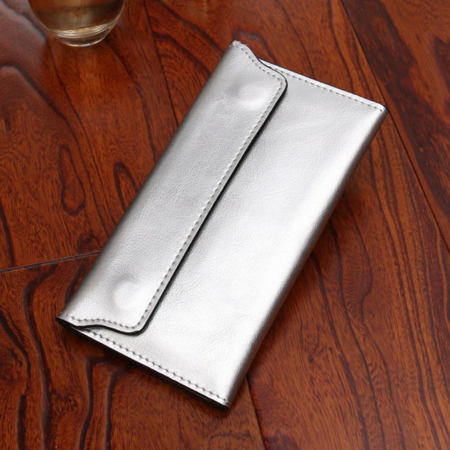 Silver Women's Genuine Leather Long Wallet