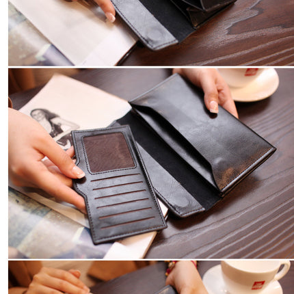 Dark Green Women's Genuine Leather Long Wallet - Slim Business Clutch with Snap Closure, Multi-Card Holder