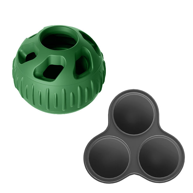 Green Ball and Black Mold Pet Treat Dispensing Ball and Molding Set