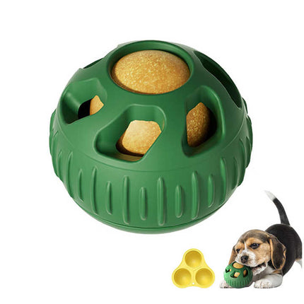 Red Ball and Yellow Mold Pet Treat Dispensing Ball and Molding Set - Silicone Dog Chew Toy for Teeth Cleaning and Boredom Relief