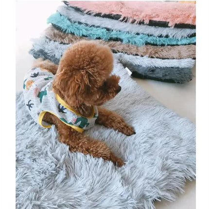 Blue Plush Pet Mat for Dogs and Cats - 50x70cm, Anti-Slip, Warm and Cozy for Autumn and Winter