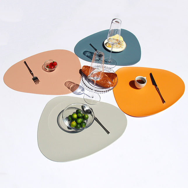 4 Pcs Black Nordic-Style PVC Leather Placemats Set of 4 - Waterproof, Heat-Resistant, and Oil-Proof Triangular Table Mats