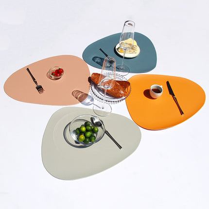 4 Pcs Coffee Nordic-Style PVC Leather Placemats Set of 4 - Waterproof, Heat-Resistant, and Oil-Proof Triangular Table Mats