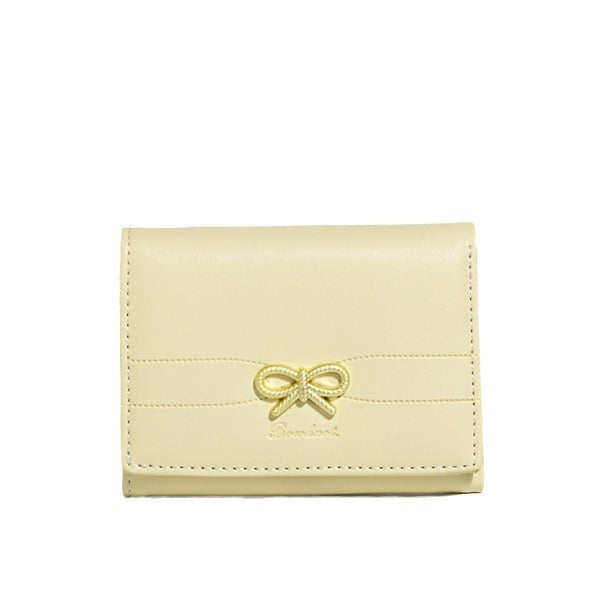 Yellow Compact Women's Bow-Accent Wallet