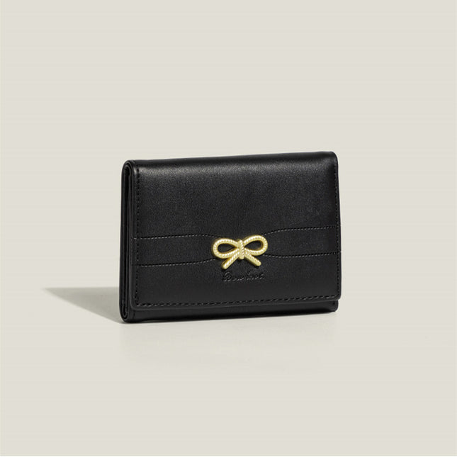 Black Compact Women's Bow-Accent Wallet