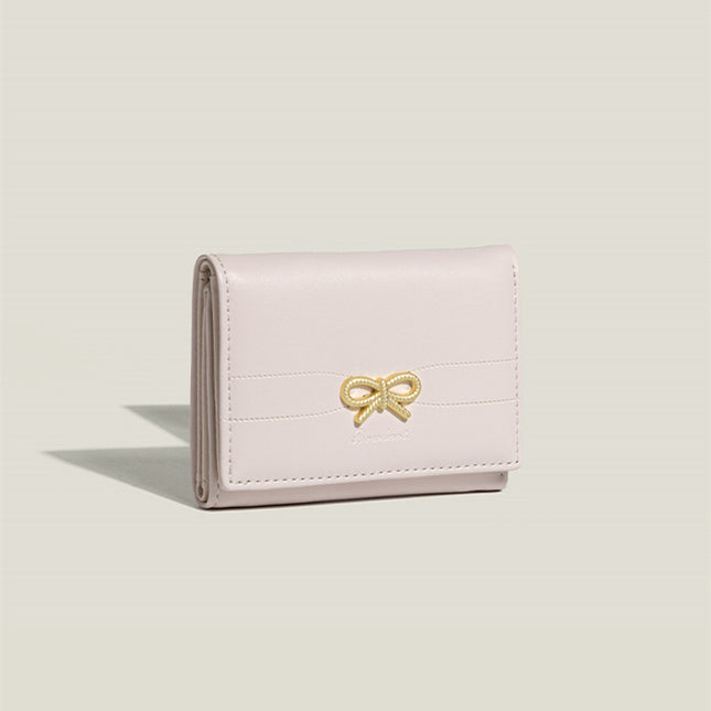 Pink Compact Women's Bow-Accent Wallet