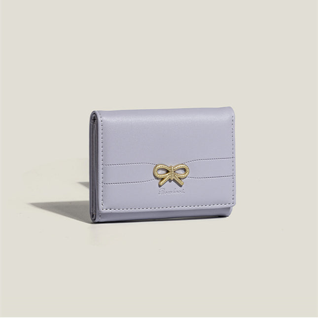 Purple Compact Women's Bow-Accent Wallet