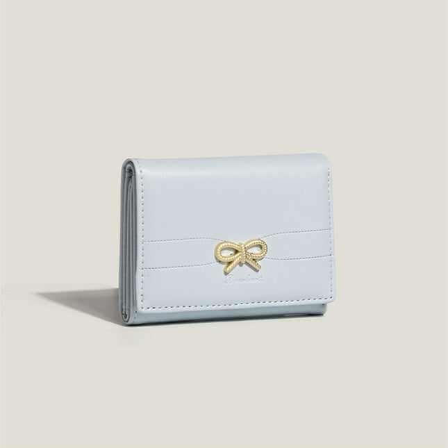 Blue Compact Women's Bow-Accent Wallet