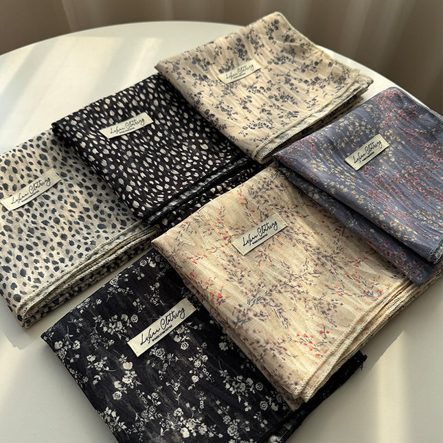 Style 1 Beige Versatile Patterned Square Scarf 65x65cm Lightweight
