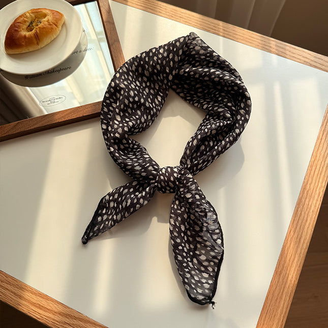 Style 2 Black Versatile Patterned Square Scarf 65x65cm Lightweight Polyester Neckerchief Headband Vintage