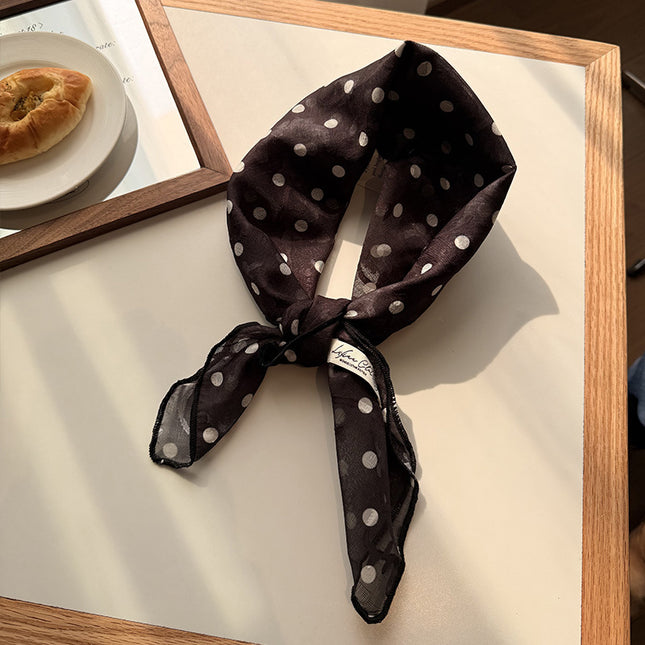 Style 4 Black Versatile Patterned Square Scarf 65x65cm Lightweight Polyester Neckerchief Headband Vintage