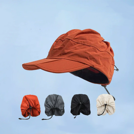 Black Foldable Quick-Dry Summer Sports Visor Hat UPF 50+ Adjustable Outdoor Sun Cap
