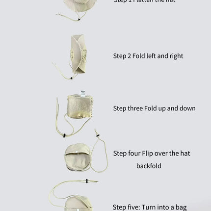 Green Packable Cotton Bucket Hat - Folds into Wearable Pouch | Frayed Edge Sun Hat with Chin Strap