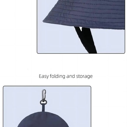 Dark Blue UV50+ Sun Protection Bucket Hat - Waterproof, Quick-Dry, Foldable Outdoor Fishing Hat for Men and Women