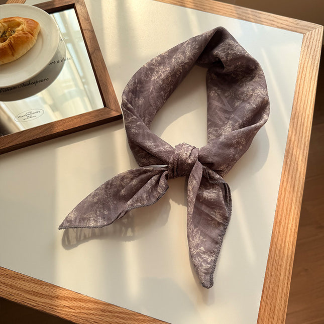 Style 6 Purple Versatile Patterned Square Scarf 65x65cm Lightweight Polyester Neckerchief Headband Vintage