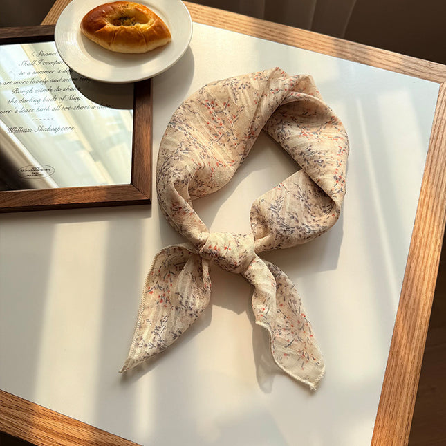 Style 7 Light Khaki Versatile Patterned Square Scarf 65x65cm Lightweight Polyester Neckerchief Headband