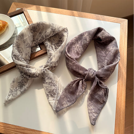 Style 8 Black Spots On White Background Versatile Patterned Square Scarf | 65x65cm Lightweight Polyester Neckerchief Headband | Vintage Polka Dot & Floral