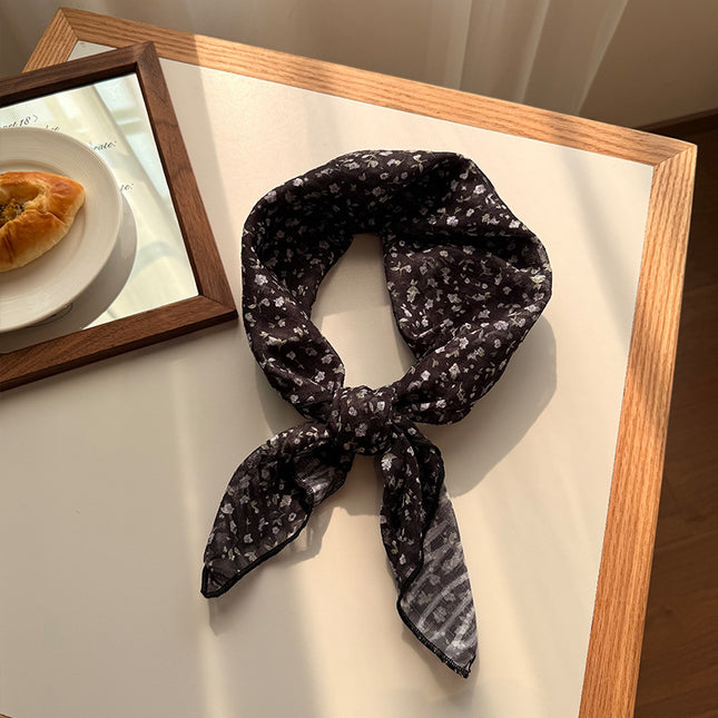 Style 12 Black Versatile Patterned Square Scarf 65x65cm Lightweight