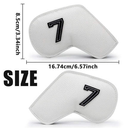 Khaki Golf Iron Head Covers Set of 10 - Waterproof PU Leather Club Protectors with Embroidered Numbers (3-9, P, A, S)