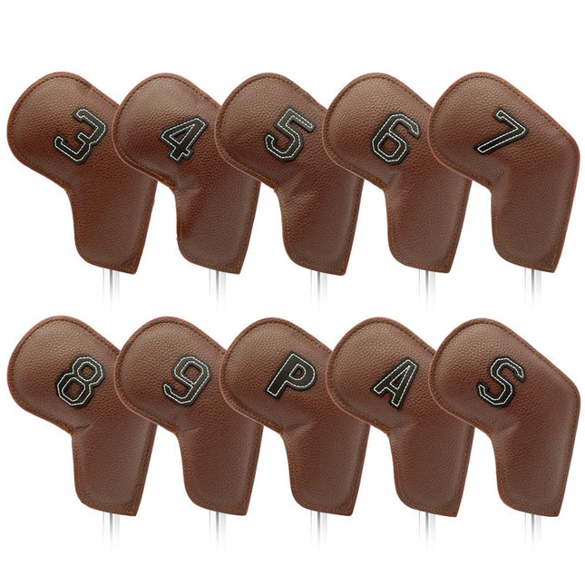 Brown Golf Iron Head Covers Set of 10