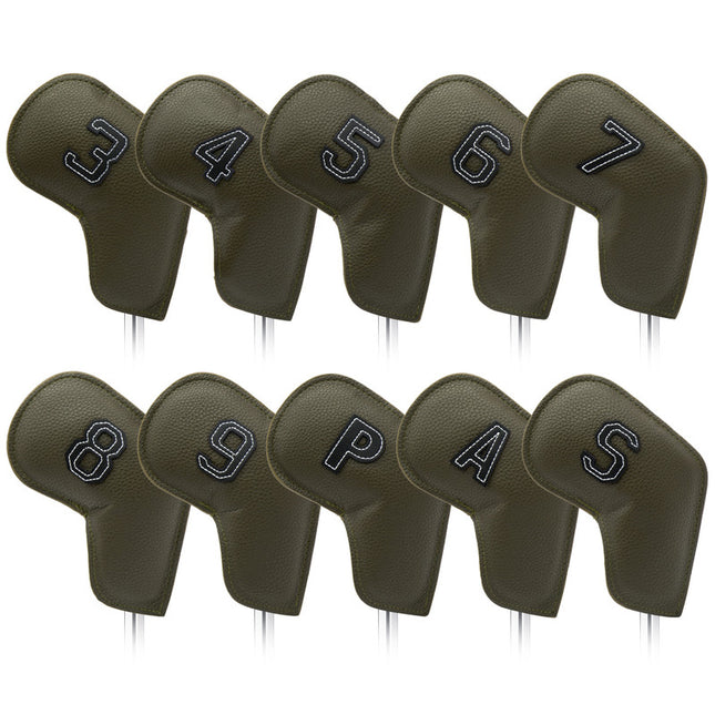 Gray Green Golf Iron Head Covers Set of 10
