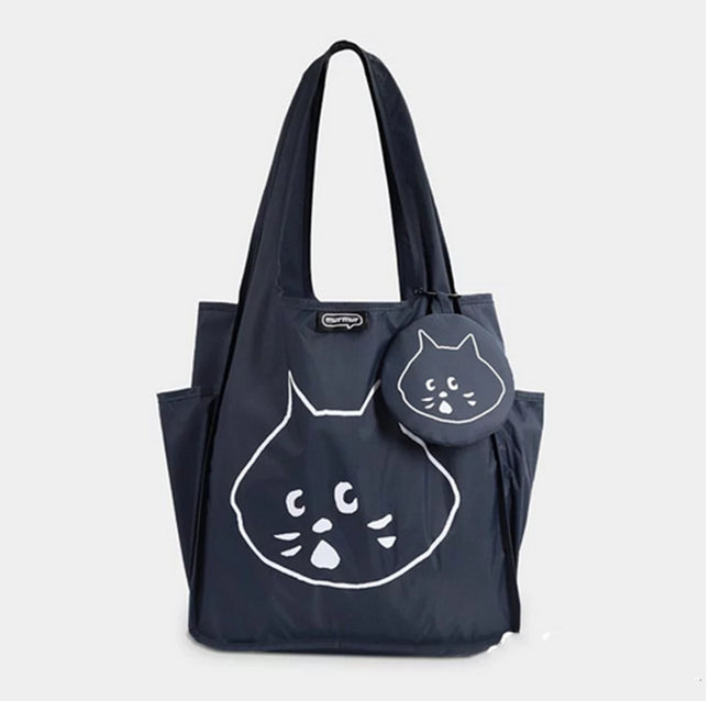 Dark Blue Foldable Waterproof Shopping Tote Bag Set