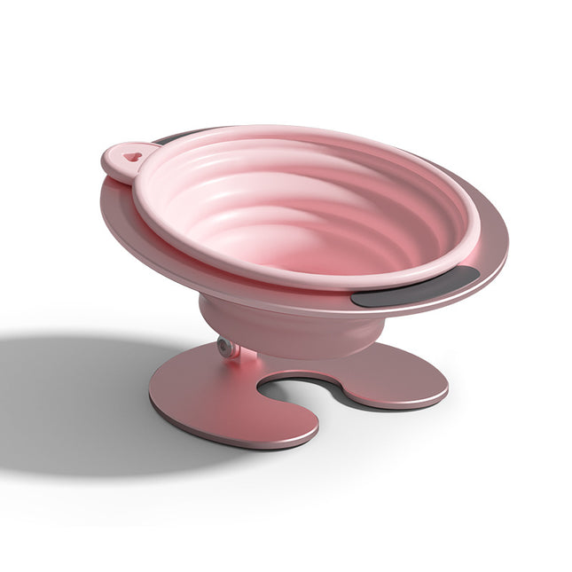 Pink Foldable Elevated Pet Bowl Set