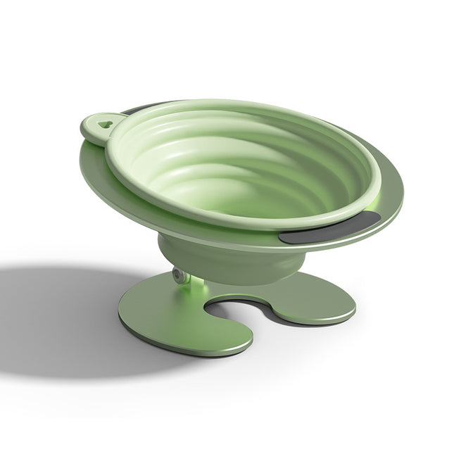 Green Foldable Elevated Pet Bowl Set