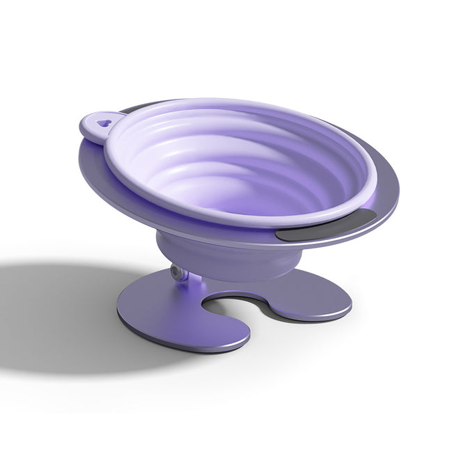 Purple Foldable Elevated Pet Bowl Set