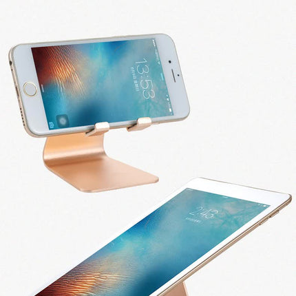 2 Pcs Gold Foldable Aluminum Alloy Phone & Tablet Stand - Adjustable Portable Desktop Holder