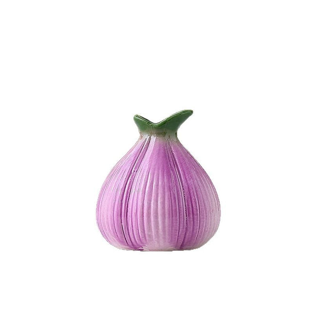 2 Pcs Purple Creative Onion-Shaped Ceramic Vase for Hydroponic Plants