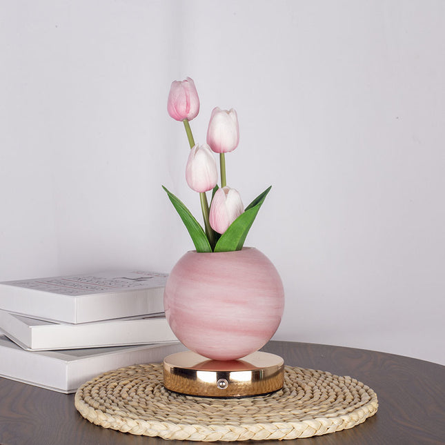 Pink Tulip Night Light with Realistic Bouquet