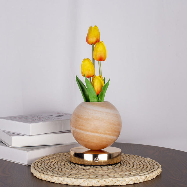 Yellow Tulip Night Light with Realistic Bouquet