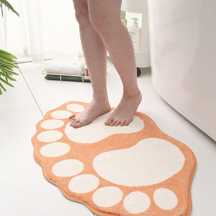 2 Pcs Purple And White Foot-Shaped Plush Bath Mat - Non-Slip Absorbent Bathroom Rug for Bedroom and Doorway (50x80cm)