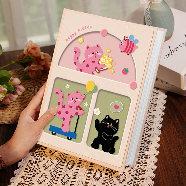 Cover 1 Colorful Cartoon cat pattern 6-Inch 100-Photo Cartoon Cat Album