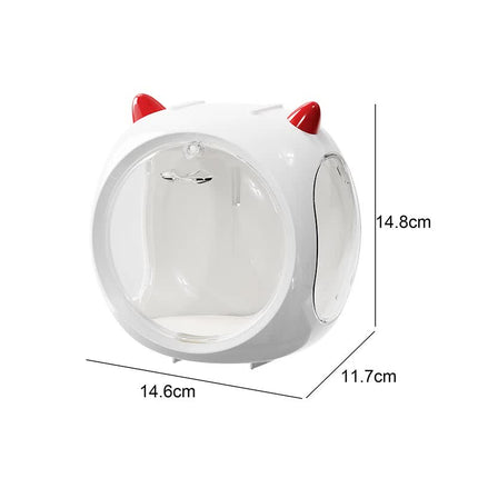 White And Red Horn Acrylic Blind Box Display Case - Transparent Dustproof Storage for Figures and Collectibles(The model is a shooting prop and is not included)