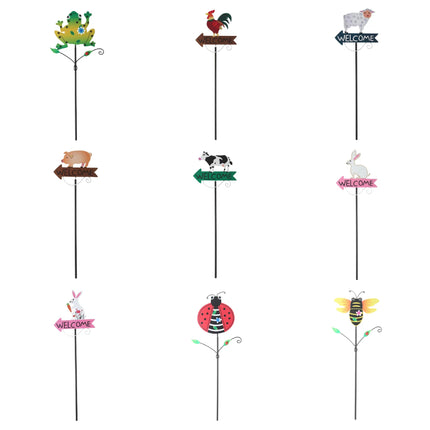 Colorful Butterfly Pattern Charming Metal Garden Stakes | Welcome Yard & Lawn Decor