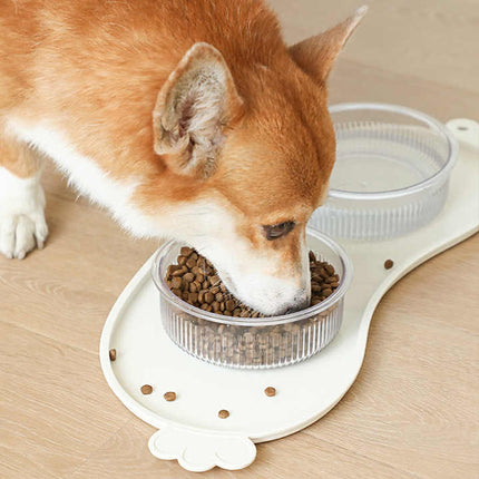 Orange Non-Slip Pet Feeding Mat - Waterproof Dog & Cat Food Bowl Placemat with Raised Edges